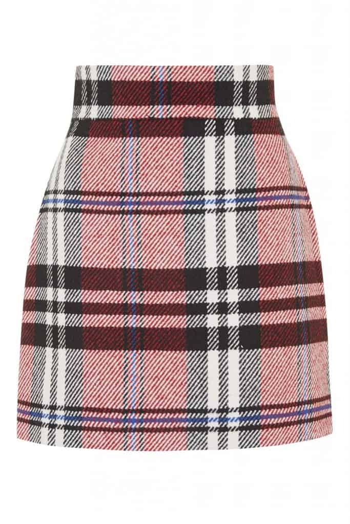 Check High Waisted Skirt, $68, Topshop