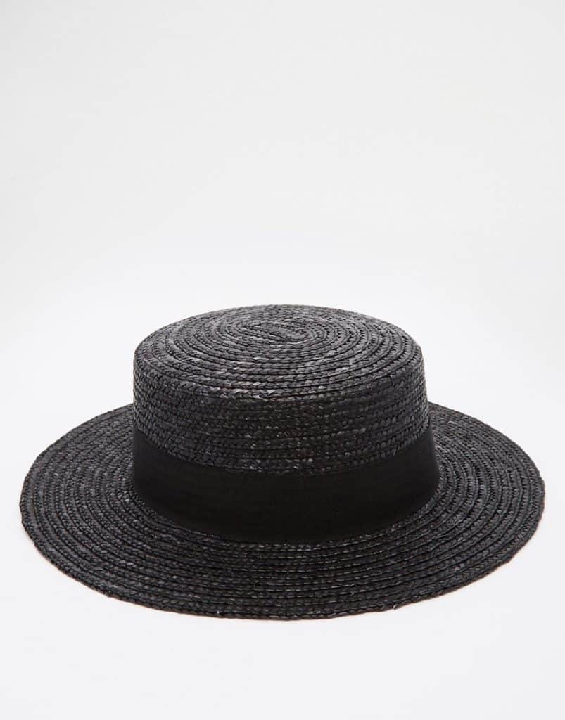 Black on black boater hat 
