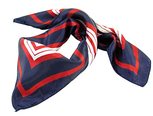 Allegra K Lady Dark Blue Red White Stripe Print Kerchief Square Small Neck Scarf Wrap 50 x 50cm/ 19.68 x 19.68inches(L*W) Dark Blue Red White
