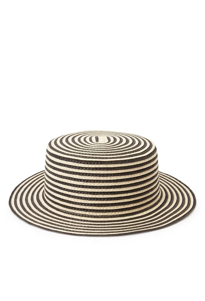 Striped straw boater hat 