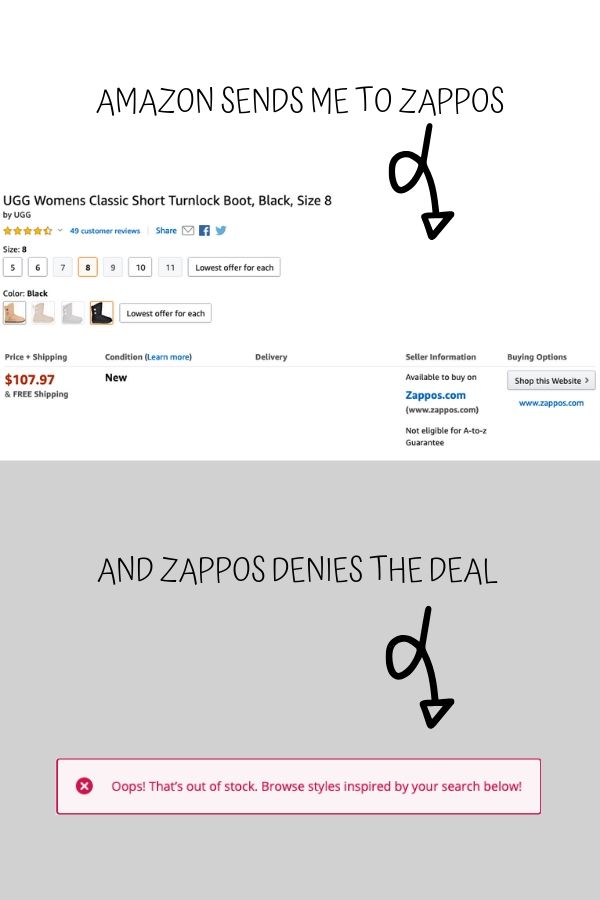 Screenshots of price shopping on Amazon