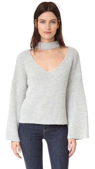 choker trend - boho style sweater with built-in choker and wide sleeves
