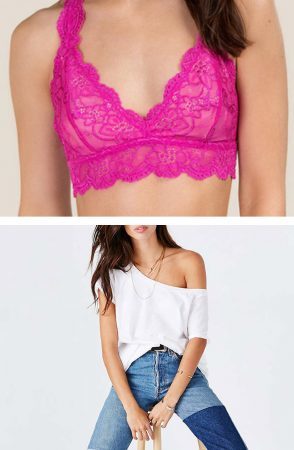 Bralette and wide neck t shirt
