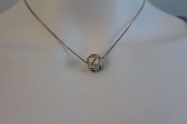 Silver charm with pink crystals by Chamilia