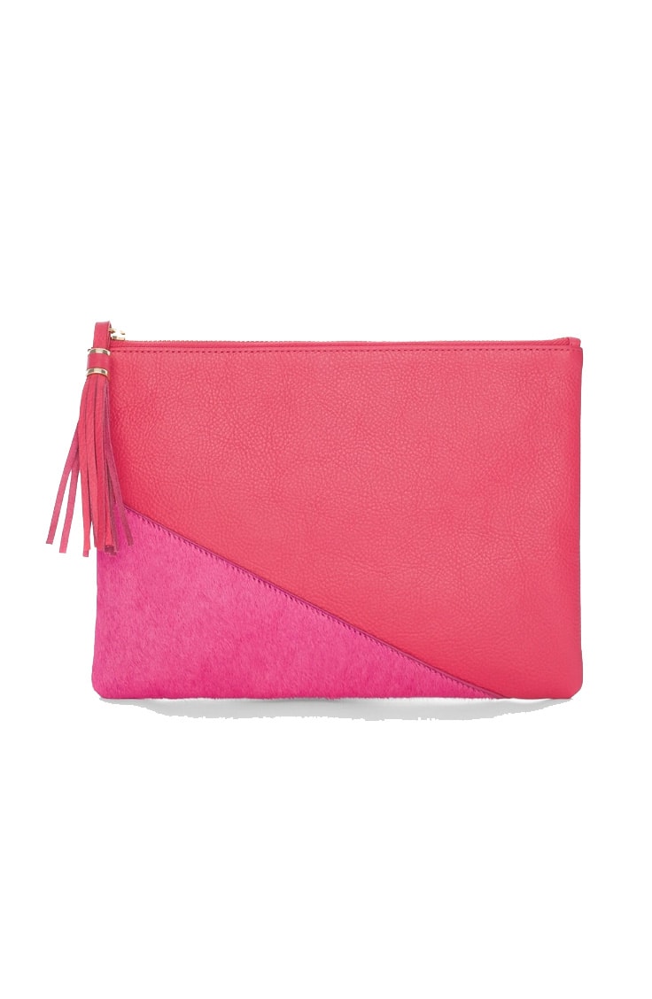 Pink clutch with tassel