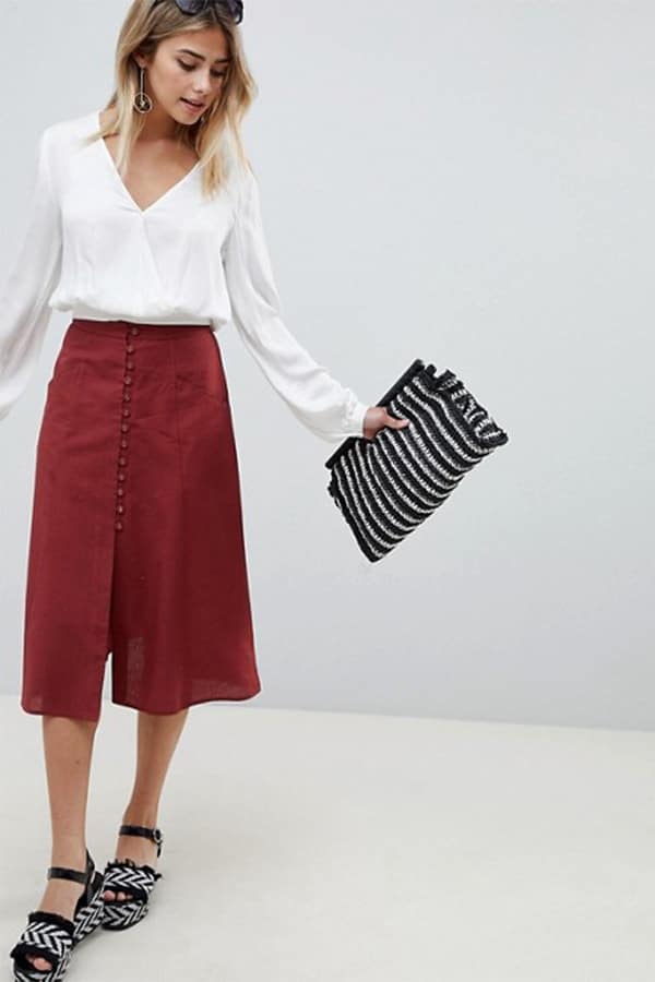 A line skirt with button detail 