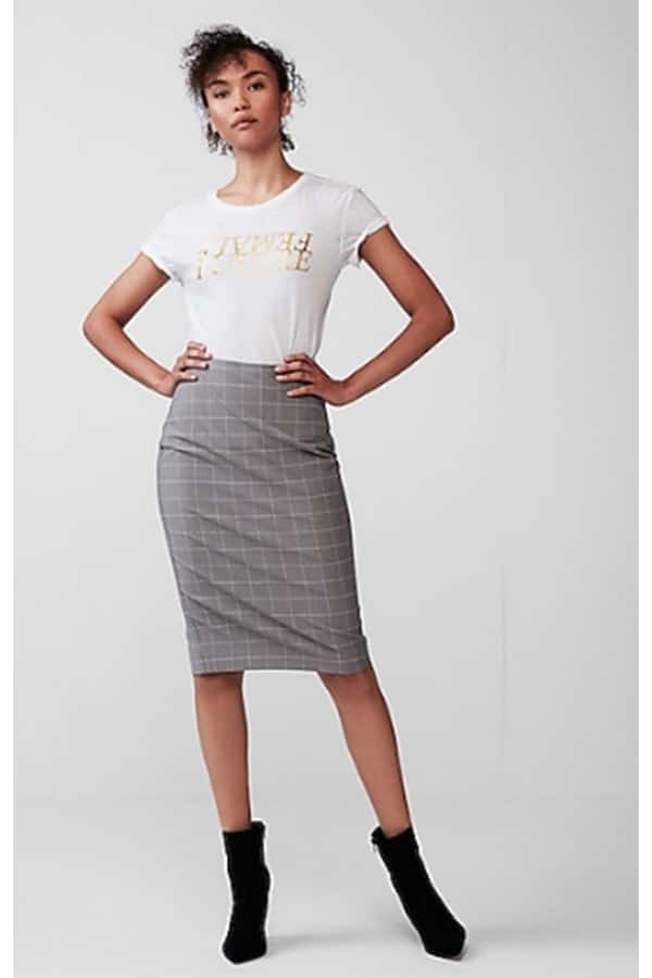 Checked pencil skirt 