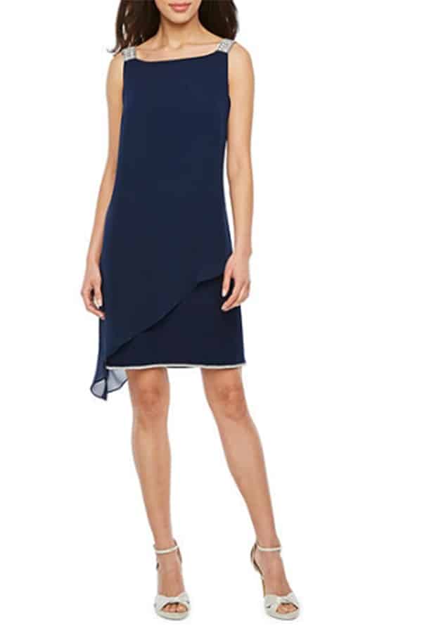 Navy blue, sleeveless shift dress 