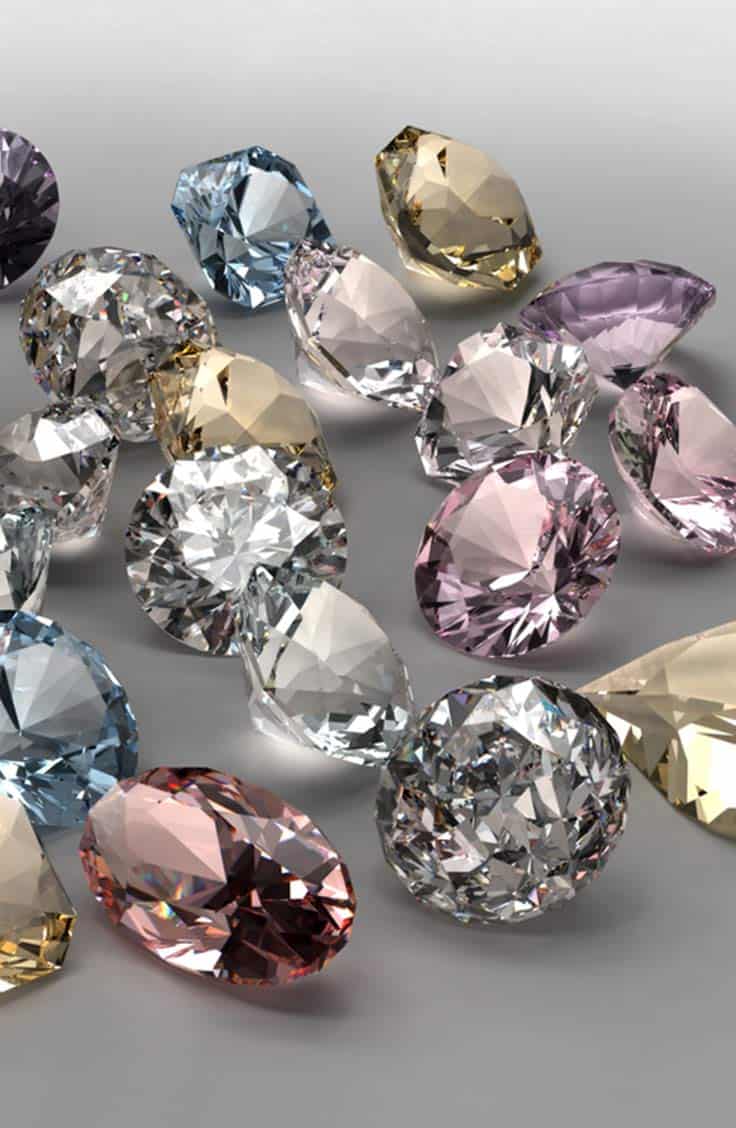 Colored diamonds on gray background