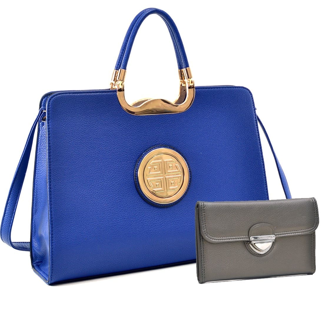 Bright blue box bag big enough for a laptop