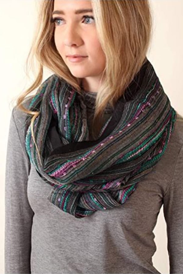 Infinity scarf with blue and pink