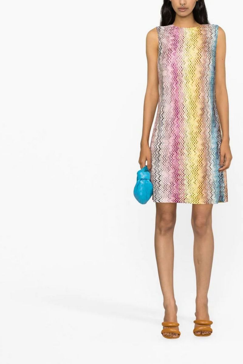 Patterned shift dress discounted in Farfetch sale.