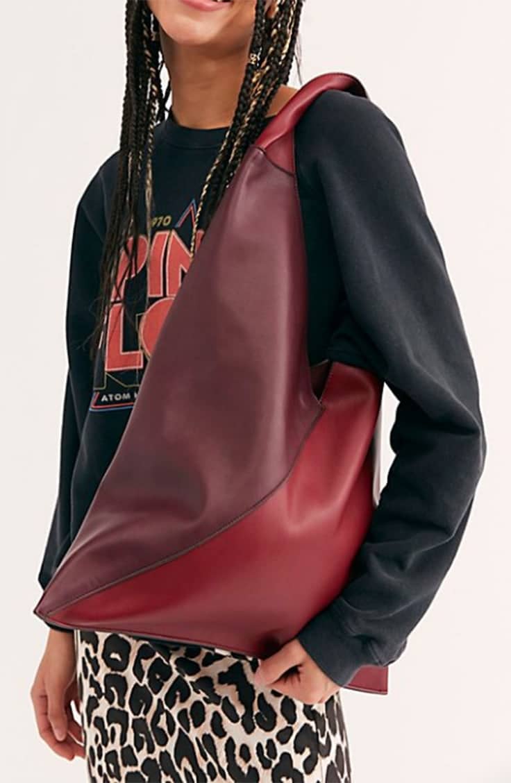 Red colorblock hobo bag