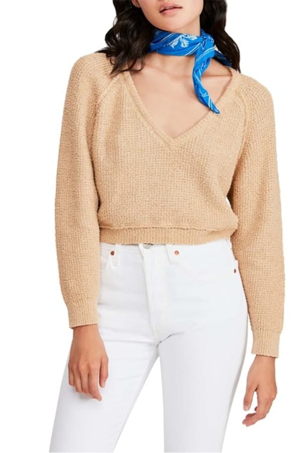 Free People V neck cropped sweater 