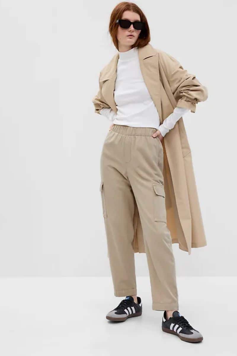 The perfect spring fashion for women over 60 -- Gap twill cargo pants.