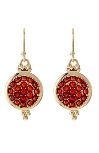 Drop earrings with small red stones 