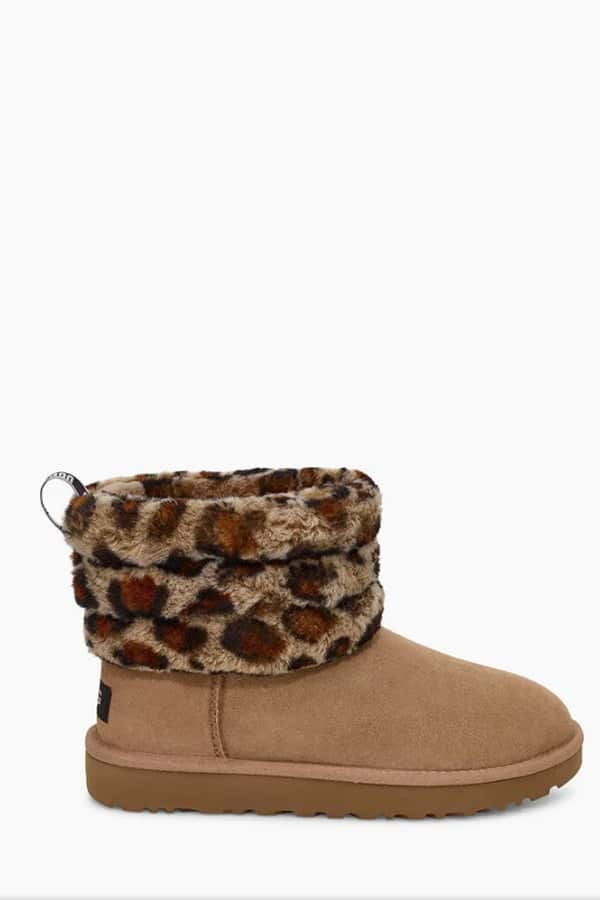 Fluff mini quilted leopard ugg boot 