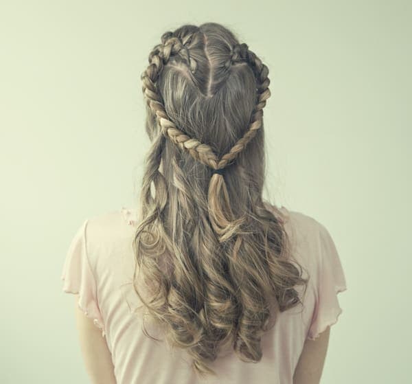 Hair braided in a heart