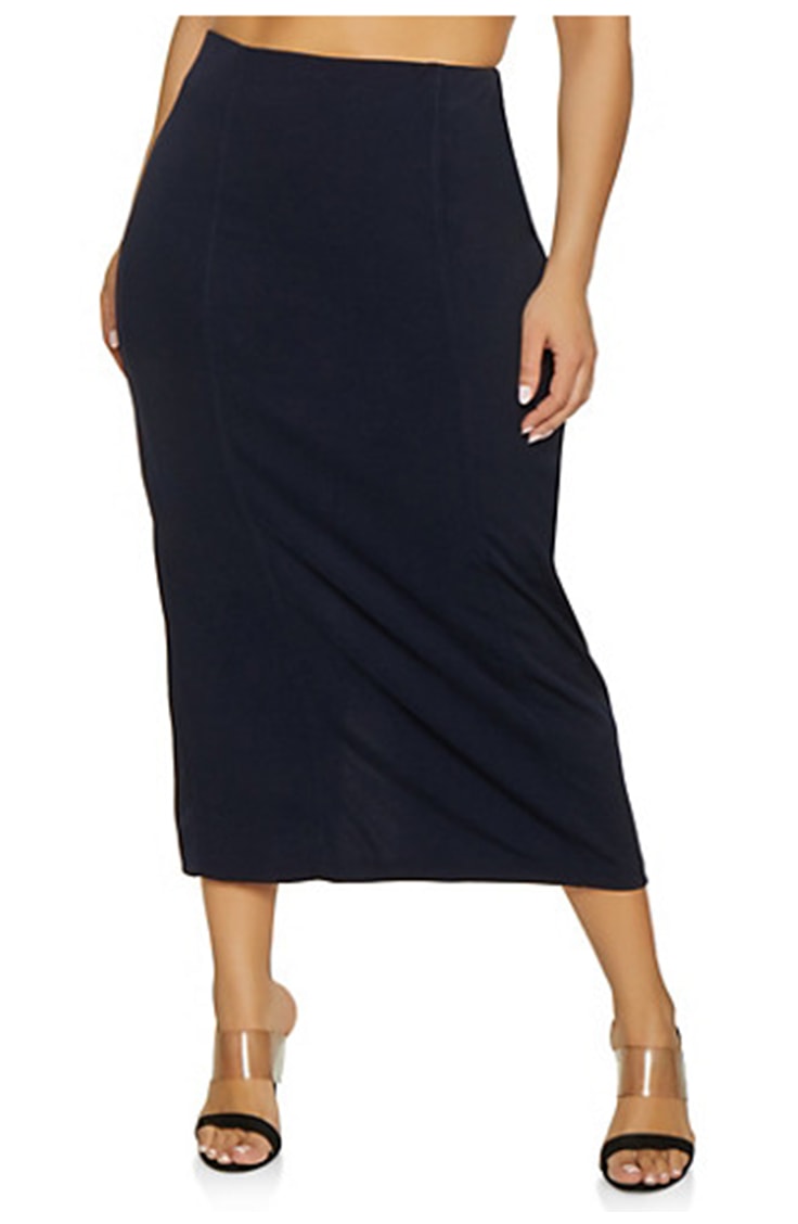 Plus size pencil skirt with high waist