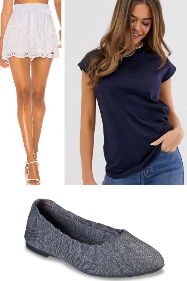 Shorts, t-shirt and flats