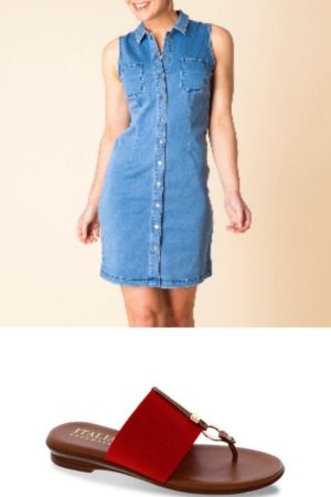 Denim dress and sandals