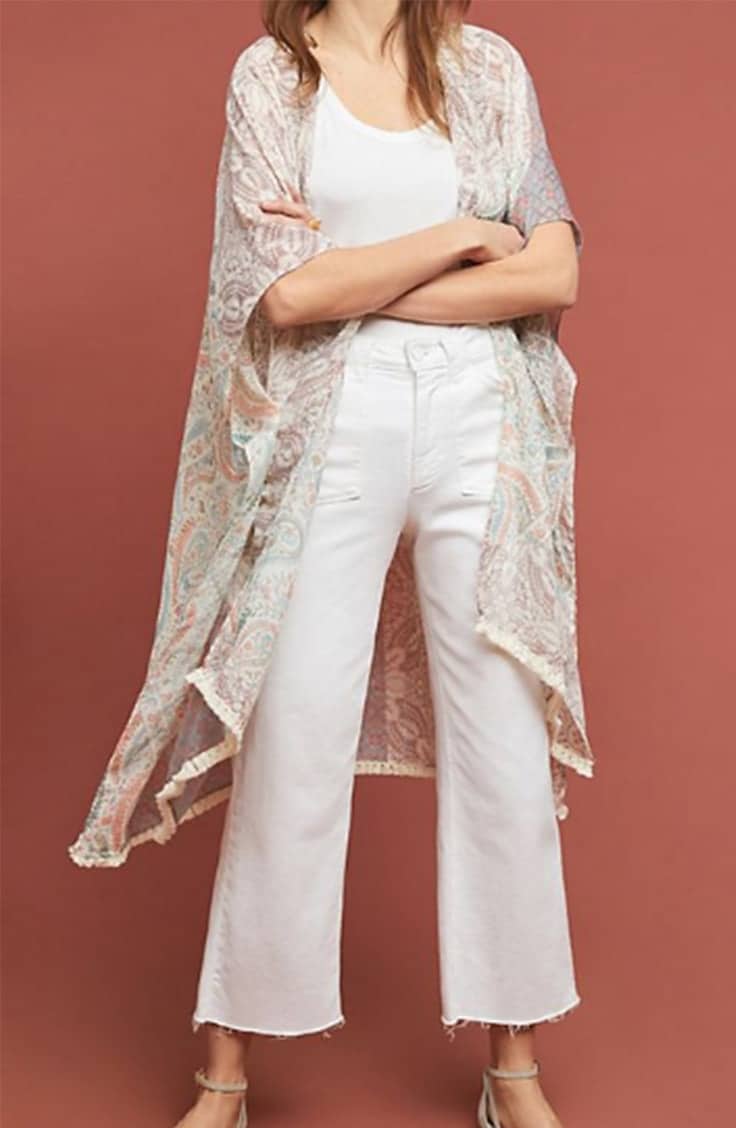 Sheer floral kimono