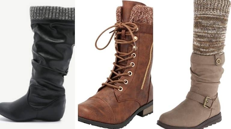 Three pairs of knit cuff boots.