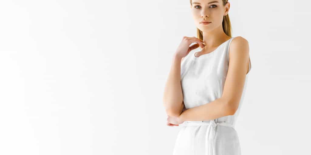 Woman wearing linen dress