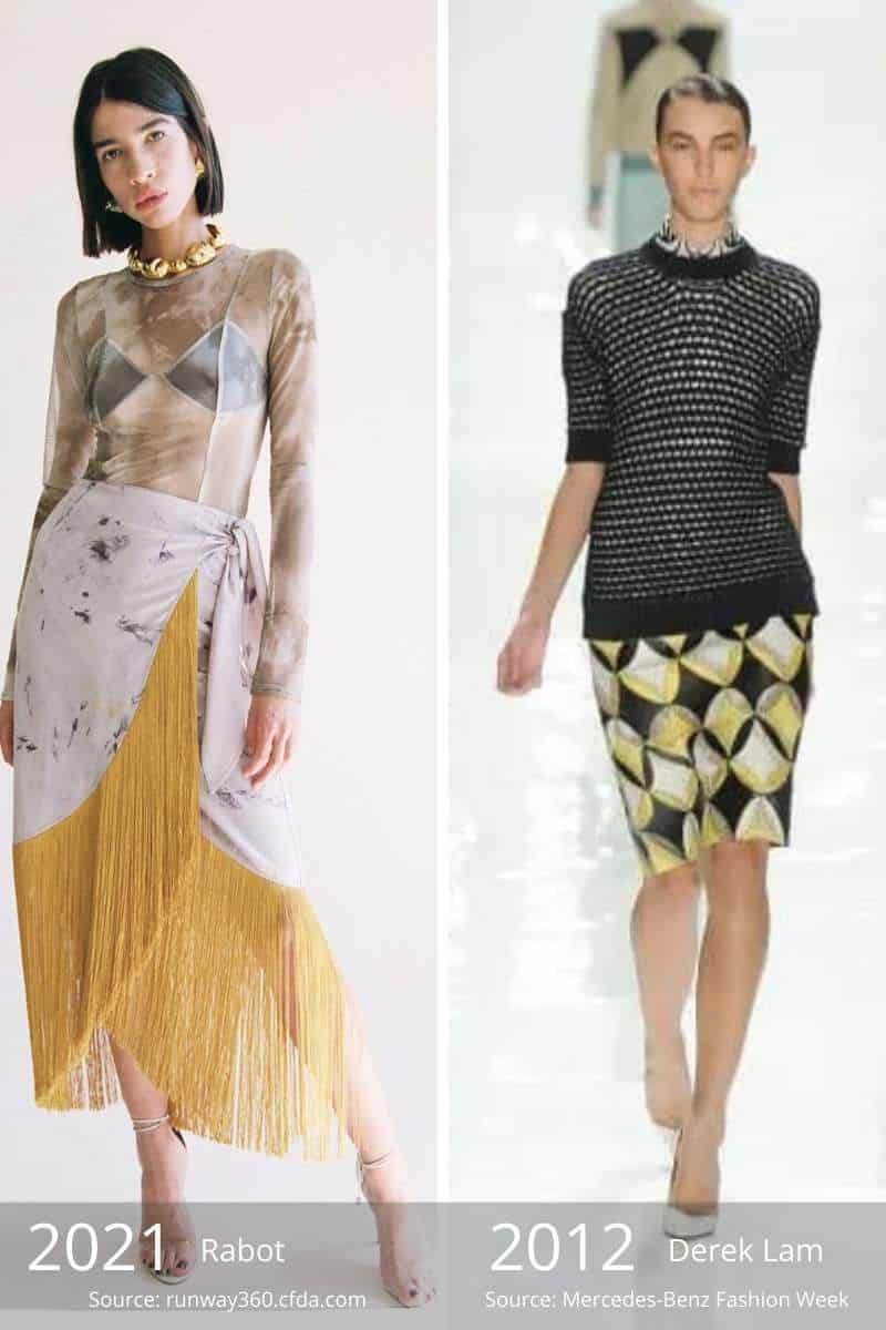 Side by side of mesh top from 2021 and mesh top from 2012.