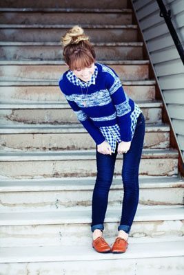 Sweater and oxford shoes outfit