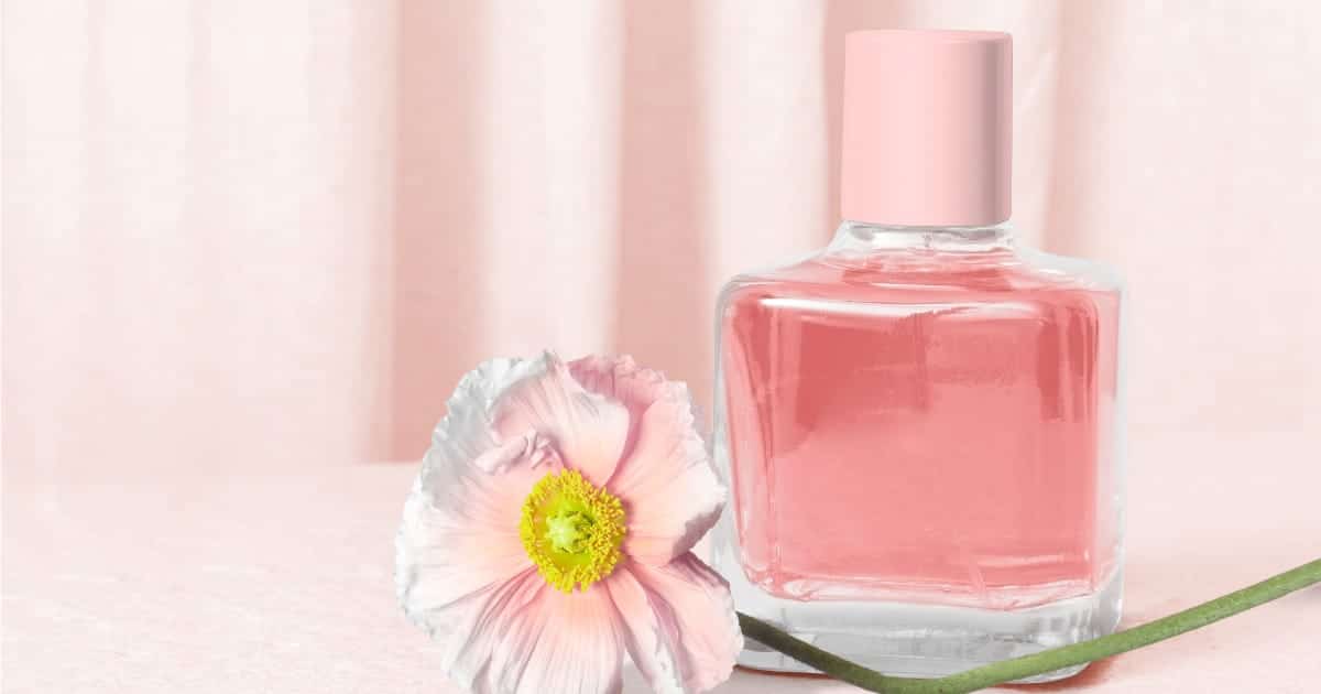 Perfume bottle on counter to represent all natural beauty gifts.