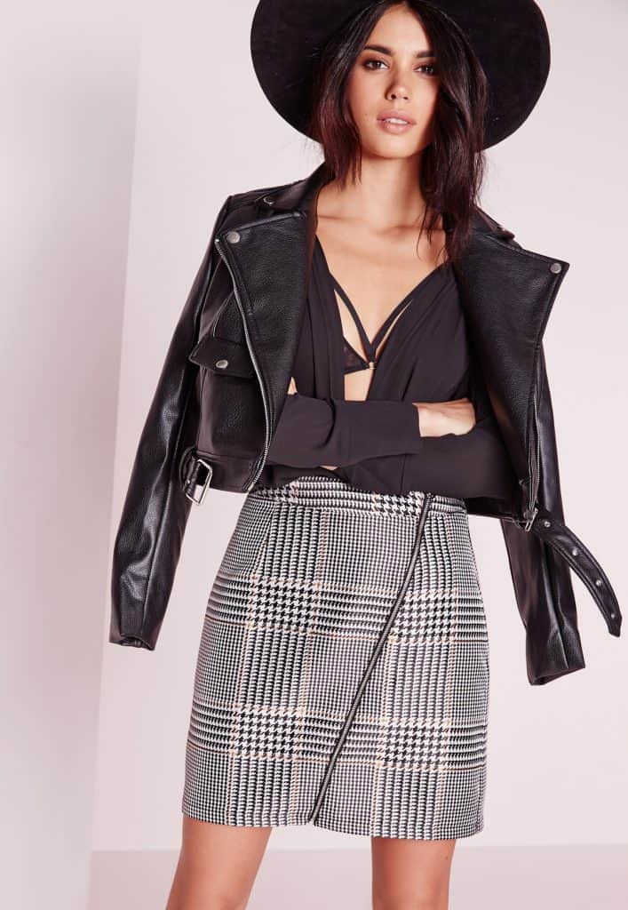 Plaid Print Zip Skirt, $37.40, Missguided