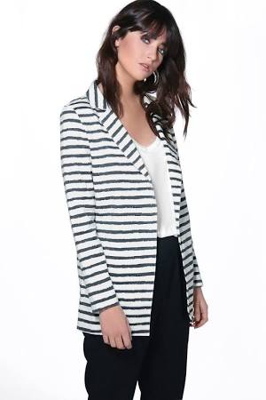 Eliza Stripe Blazer, $20, Boohoo