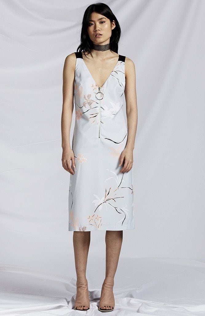 Gray floral dress from Staple the Label, aussie fashion label