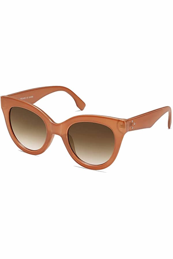 Product shot of retro-style cat eye sunglasses.
