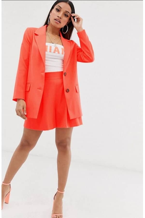 Orange women's shorts suit from ASOS