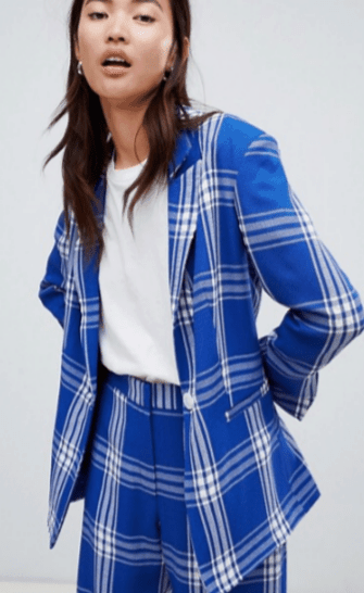 ASOS Blue and White Plaid Blazer