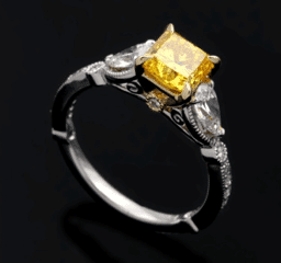 Wedding ring with yellow stone