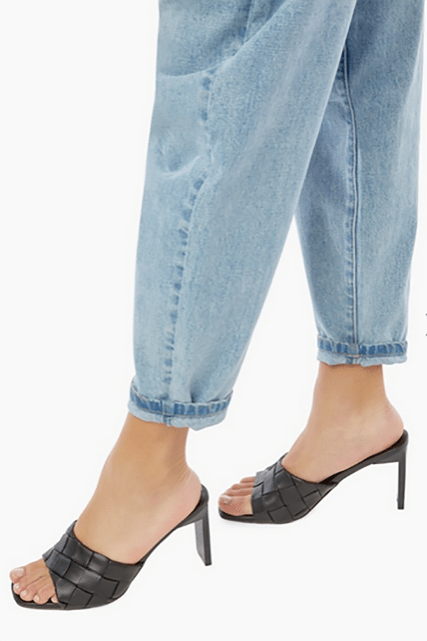 Woven heeled sandal from JustFab shoe membership club.