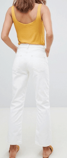 white jeans and yellow blouse