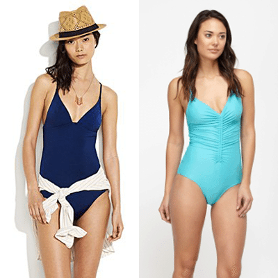 Collage of medium skinned women wearing bathing suits