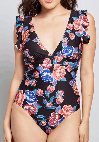 Patterned one-piece swimsuit