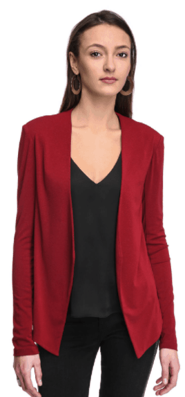 what to wear to jury duty- red knit blazer
