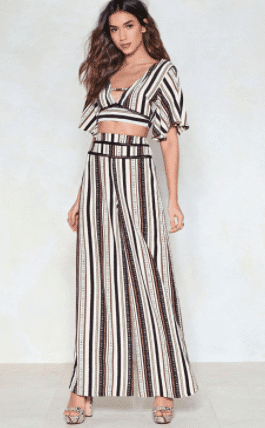 Striped wide legged pants