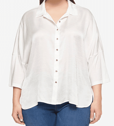 White, plus-size, textured top