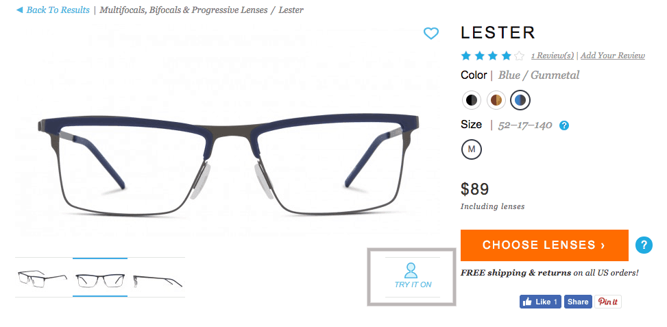 glasses usa review - virtual try on of frames 